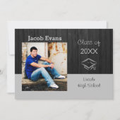 Horizontal Black Wood Foto - Grad Ankündigung (Vorderseite)