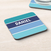 Horizontal blau gestreift getränkeuntersetzer (Linke Seite)