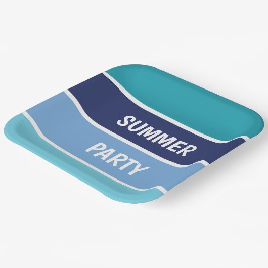 Horizontal blau gestreift pappteller (Gewinkelt)