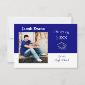 Horizontal Blau mit Foto-3x5 Abschluss Ankündigung (Vorderseite)