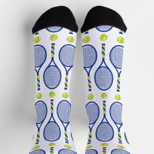 🎾 Horizontal blaue, grüne, weiße Tennis-🎾 Socken (Oben)