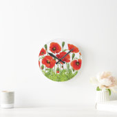 Horizontal border with red poppy runde wanduhr (Zuhause)