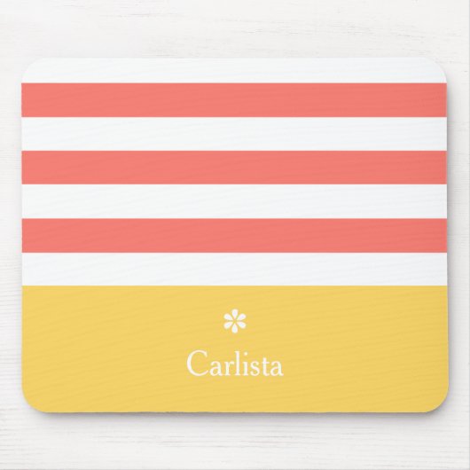Horizontal breite Streifen Gelb Name Daisy Mousepad (Vorne)