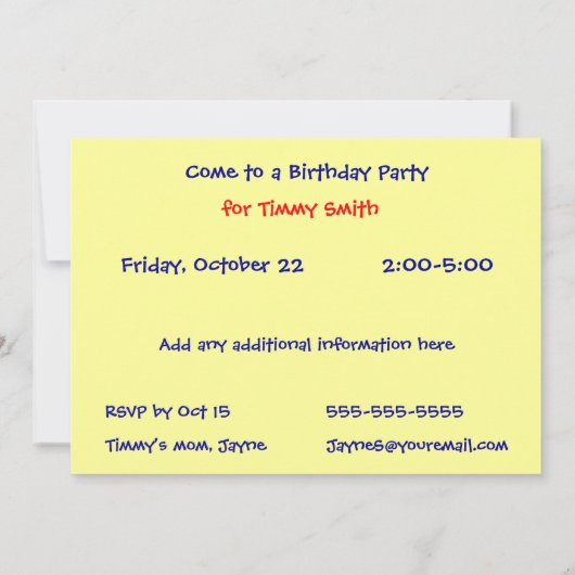 Horizontal Einladung (Rückseite)