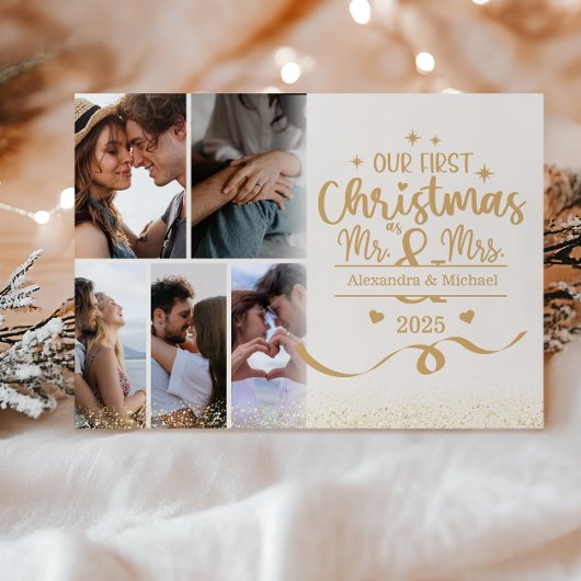 Horizontal First Christmas 6 Photo Layout Feiertagskarte