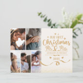 Horizontal First Christmas 6 Photo Layout Feiertagskarte (Stehend Vorderseite)