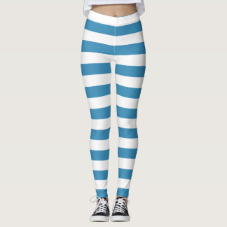 Horizontal gestreift, blau und weiß leggings
