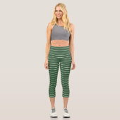 Horizontal gestreift, grün und weiß capri leggings (Vorderseite)