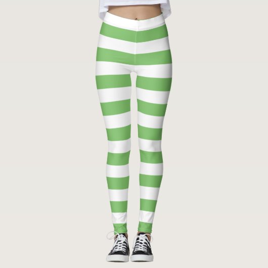 Horizontal gestreift, mandelfarben und weiß leggings (Vorderseite)