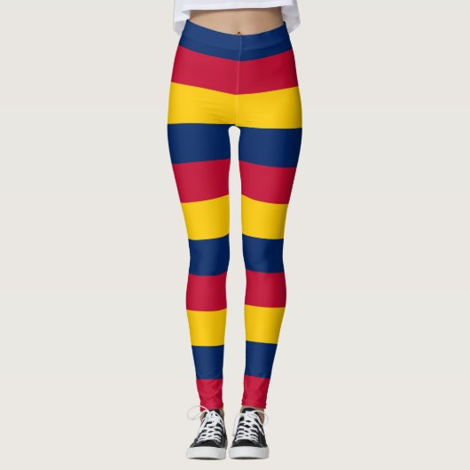Horizontal gestreifte Flaggenfarben des Tschad Leggings (Vorderseite)