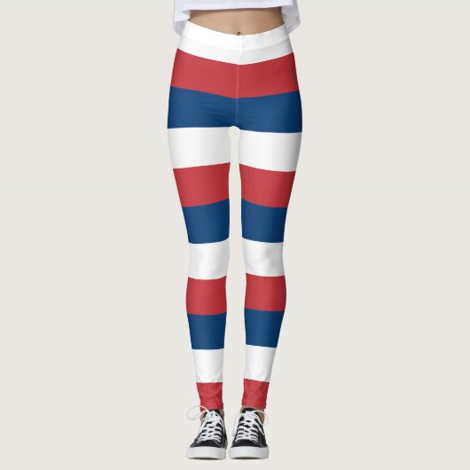 Horizontal gestreifte serbische Flaggenfarben Leggings (Vorderseite)