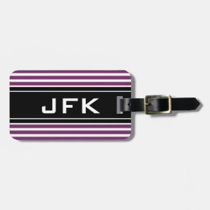 Horizontal gestreiftes monogramm Reisegepäck Gepäckanhänger