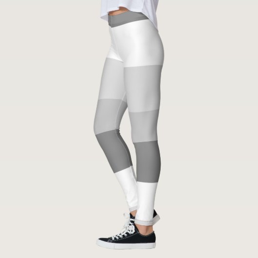 Horizontal gestreiftes Muster grau und weiß Leggings (Links)