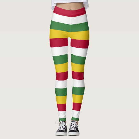 Horizontal gestrichelte Suriname-Farben für nation Leggings (Vorderseite)