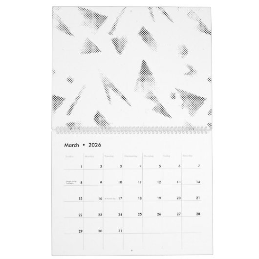Horizontal, grau Cloud Kalender (Mär 2026)