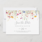 Horizontal-Hochzeit mit einer farbenfrohen Wildblu Save The Date (Vorderseite)