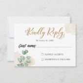 Horizontal-Hochzeitskarte für Goldgrün RSVP Karte (Vorderseite)