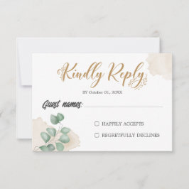 Horizontal-Hochzeitskarte für Goldgrün RSVP Karte
