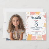 Horizontal I Cats Custom Foto Geburtstag Einladung (Vorderseite)