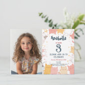 Horizontal I Cats Custom Foto Geburtstag Einladung (Stehend Vorderseite)