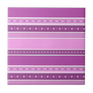Horizontal lila rosa Streifen mit Polka-Dot-Dekora Fliese