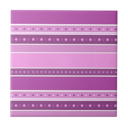 Horizontal lila rosa Streifen mit Polka-Dot-Dekora Fliese (Vorderseite)