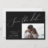 Horizontal Minimalistisches Script Black Foto Save The Date (Vorderseite)