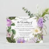 Horizontal Navy Lila Elfenbein Vintage Blüte Einladung (Stehend Vorderseite)