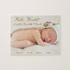 Horizontal Niedlich Baby and Daddy Birth Ankündigu Puzzle