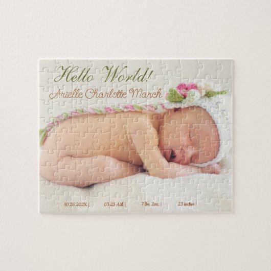 Horizontal Niedlich Baby and Daddy Birth Ankündigu Puzzle (Horizontal)