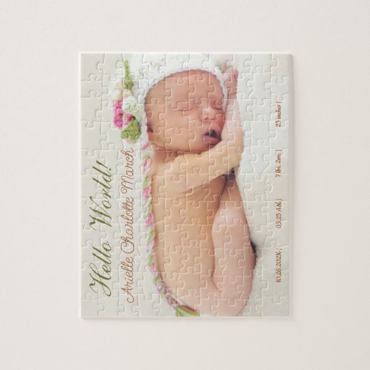 Horizontal Niedlich Baby and Daddy Birth Ankündigu Puzzle (Vertikal)