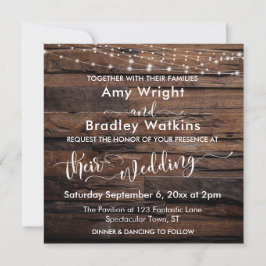 Horizontal rustikale Hochzeit aus Holz und leichte Einladung