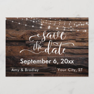 Horizontal rustikales Holz und Leuchten Save the D Date