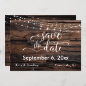 Horizontal rustikales Holz und Leuchten Save the D Save The Date (Vorne/Hinten)