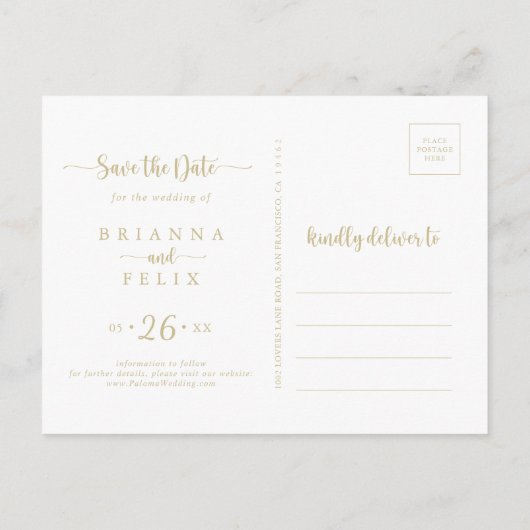 Horizontal Save the Date Postkarte (Rückseite)