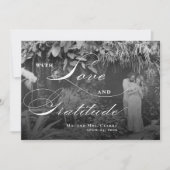 Horizontal Schwarz und Weiß Flat Danke Karte (Vorderseite)