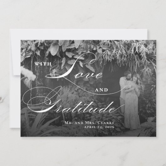 Horizontal Schwarz und Weiß Flat Danke Karte (Vorderseite)