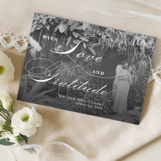 Horizontal Schwarz und Weiß Flat Danke Karte