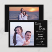Horizontal: Schwarzes Foto - Save the Date 3x5 (Vorne/Hinten)