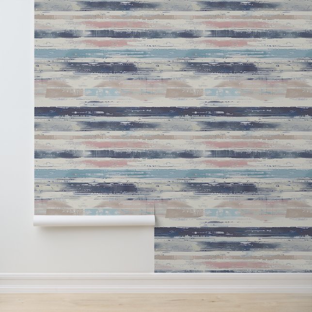 Horizontal skizzierte künstlerische Linien Ozeanfa Tapete (Anwendung)