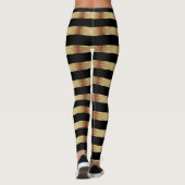 Horizontal Stripe Black Gold Metallic Glossy Leggings (Rückseite)