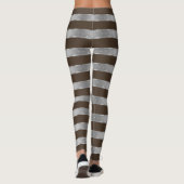 Horizontal Stripe Brown Silver Metallic Glossy Leggings (Rückseite)