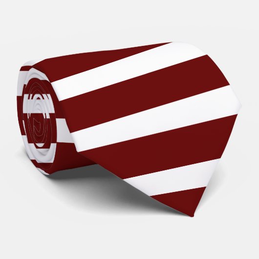Horizontal-Stripte Krawatte mit Weiß und Maron (Gerollt)