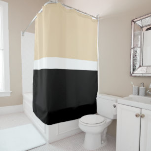 Horizontal Taupe Black Retro Moderne Strickfeder Duschvorhang