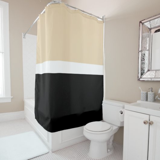 Horizontal Taupe Black Retro Moderne Strickfeder Duschvorhang (Beispiel)