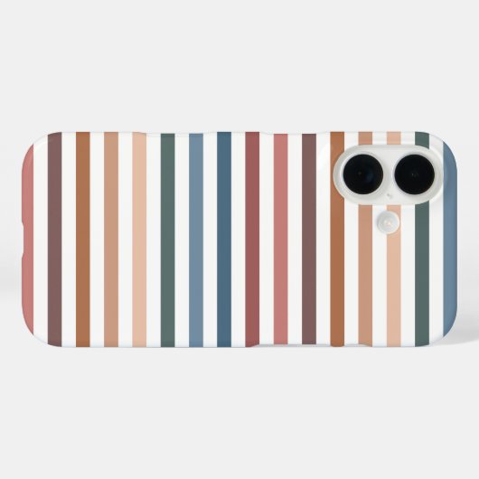 Horizontal Terracotta and Teal Stripes Case-Mate iPhone Hülle (Rückseite (Horizontal))