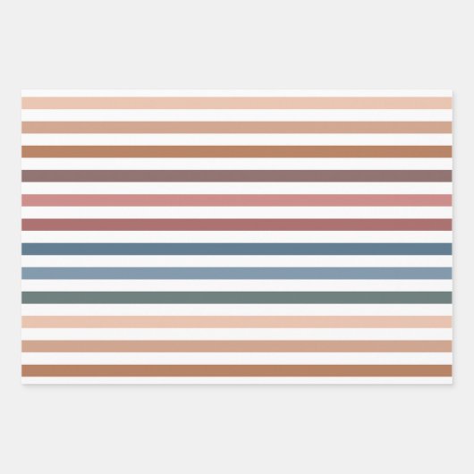 Horizontal Terracotta and Teal Stripes Geschenkpapier Set (Vorderseite 3)