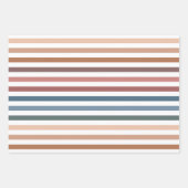 Horizontal Terracotta and Teal Stripes Geschenkpapier Set (Vorderseite)