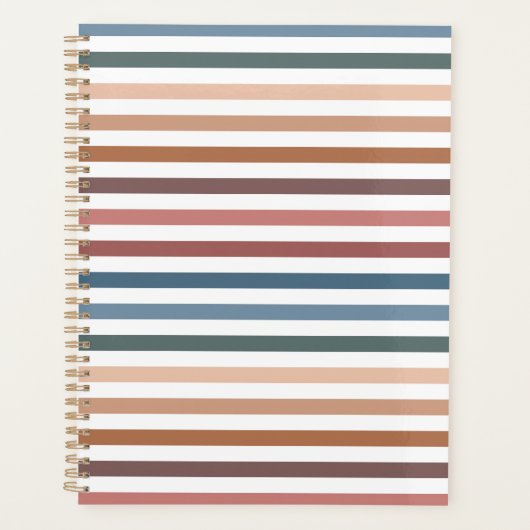 Horizontal Terracotta and Teal Stripes Planer (Vorderseite)