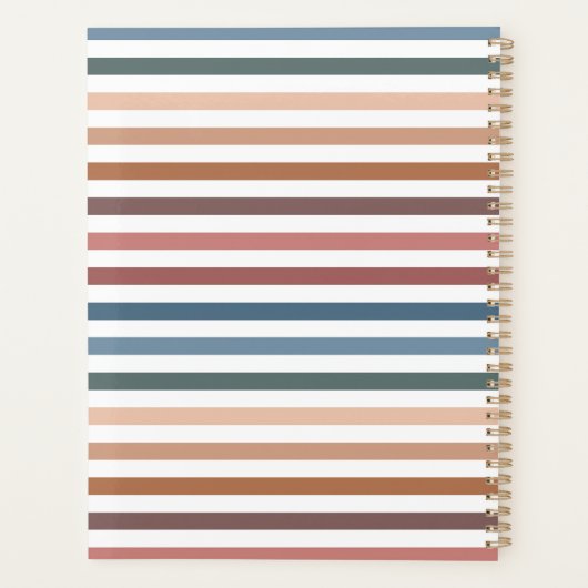Horizontal Terracotta and Teal Stripes Planer (Rückseite)